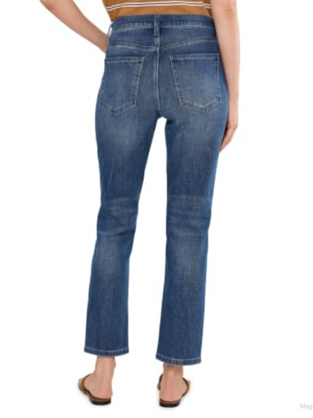 High Rise Fab Ab Straight Leg Jeans Lyocell Cotton Blend Regular Fit - Picture 3 of 4